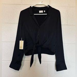 Black Tie Front Blouse from Aritzia